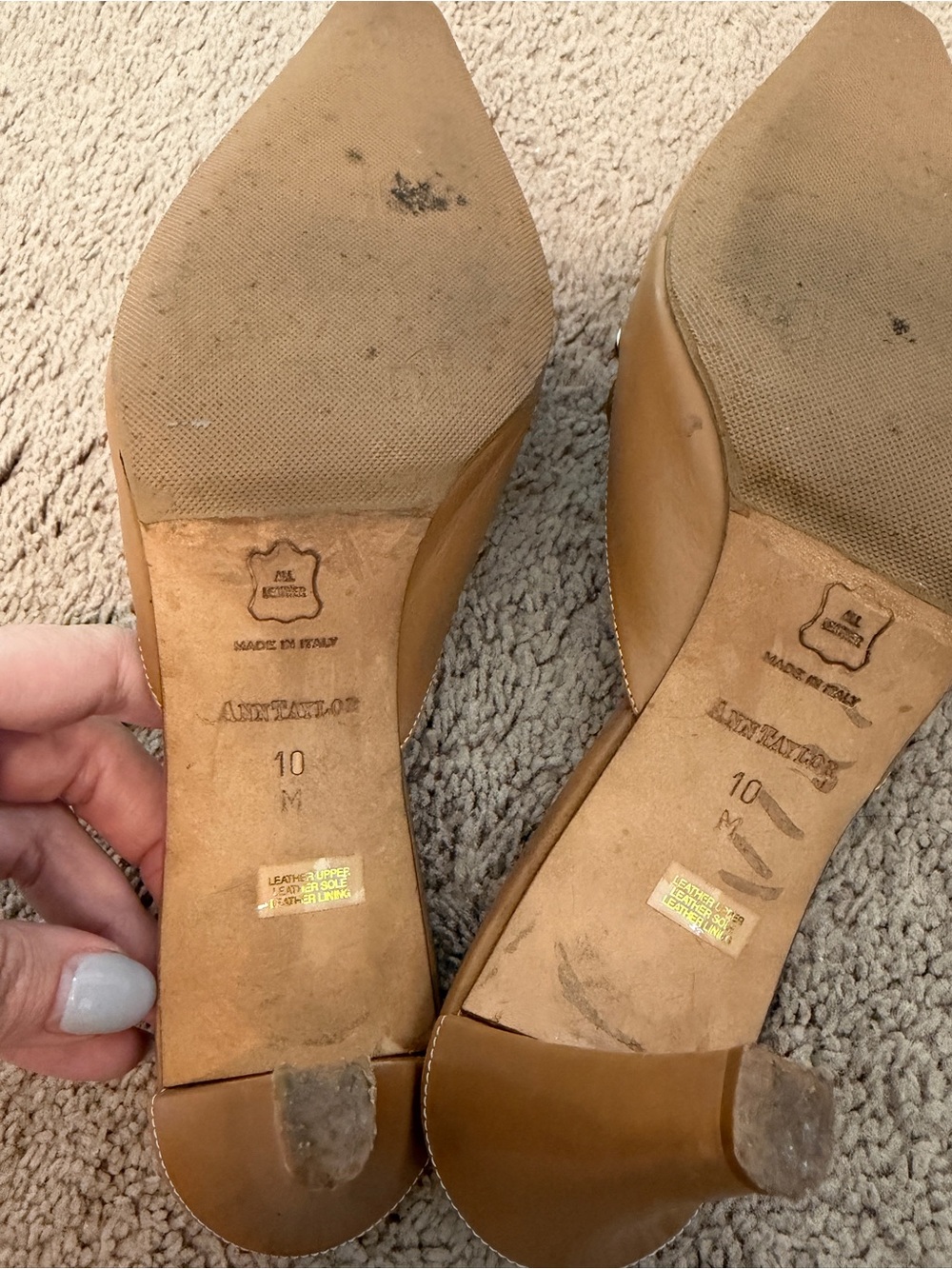 Vintage Ann Taylor Leather Pointy Toe Loafer Kitten Heel Size 10 Y2K - Picture 7 of 7